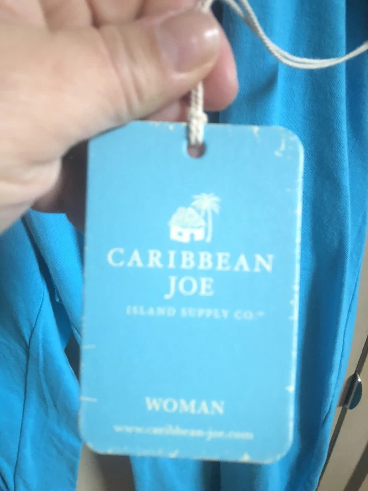 Nuevo con etiquetas Pantalones recortados de yoga salón perezoso tejido azul aguamarina Caribbean Joe 2X Foto 3 de 4