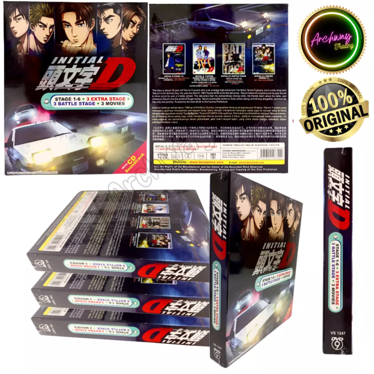 INITIAL D Stage 1-6 + 3 Movies Complete Series DVD English