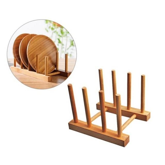 Wooden Drainer Plate Stand Wooden Dish Plate Fold Rack Holder Stand Dry Shelf St For Sale Online ebay