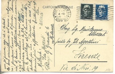 1945 RSI 15C+35C ON POSTCARD FROM MILAN X FLORENCE