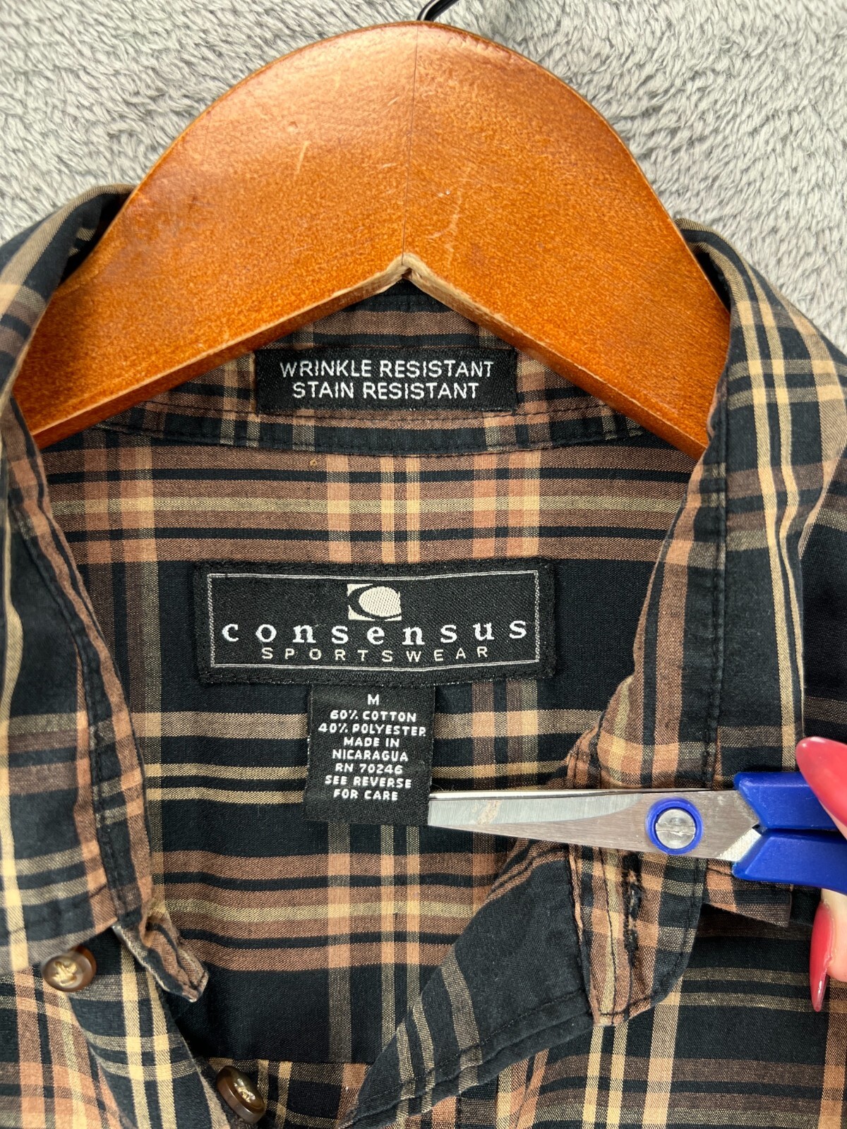 Consensus Mens Medium Shirts Button Down Plaid Lo… - image 3