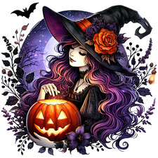 Wall Decal Sticker Halloween Moon Witch Wall Sticker 18X18cm Large