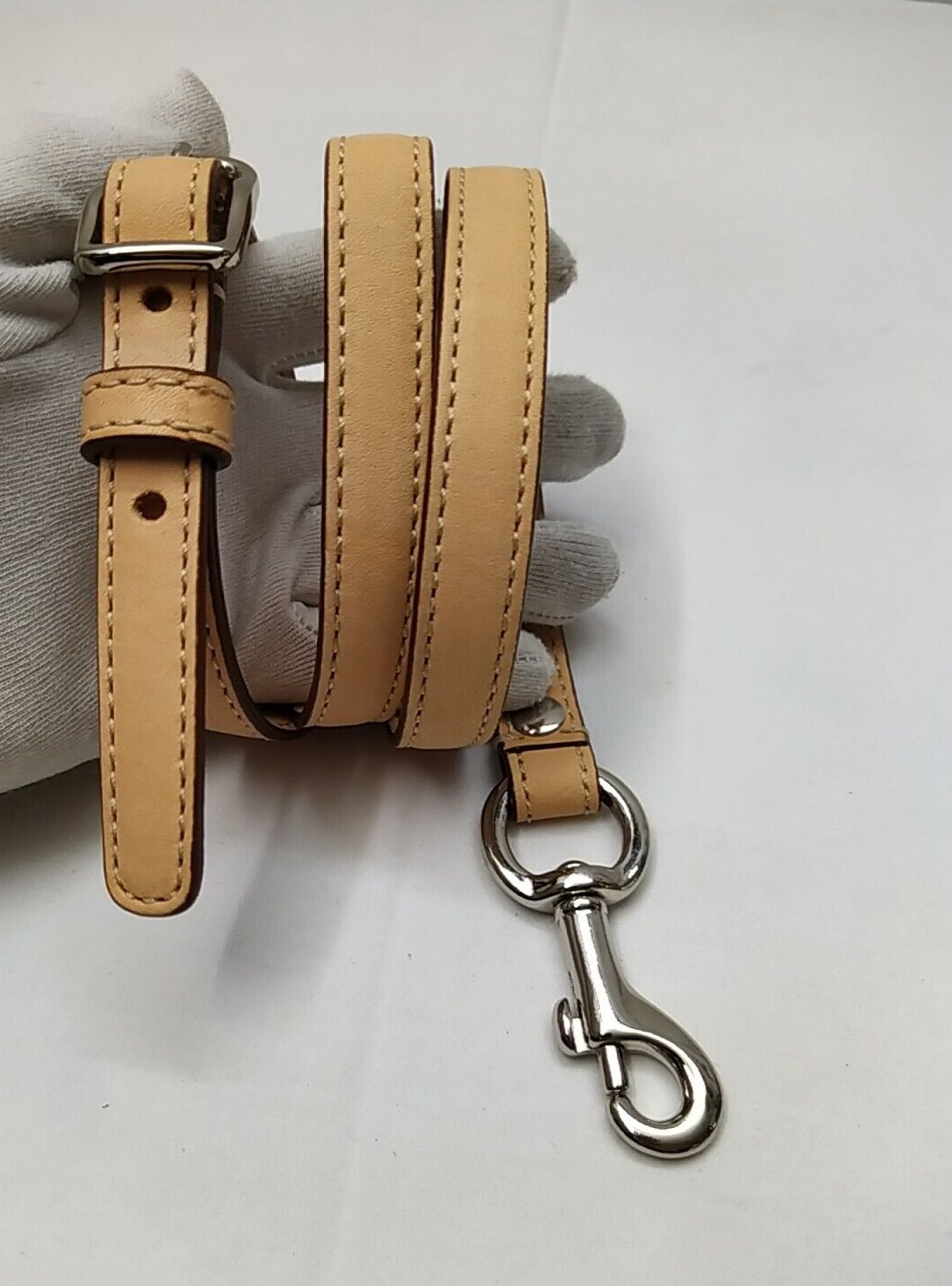 Tan Leather Replacement Strap With Silvertone Spr… - image 5