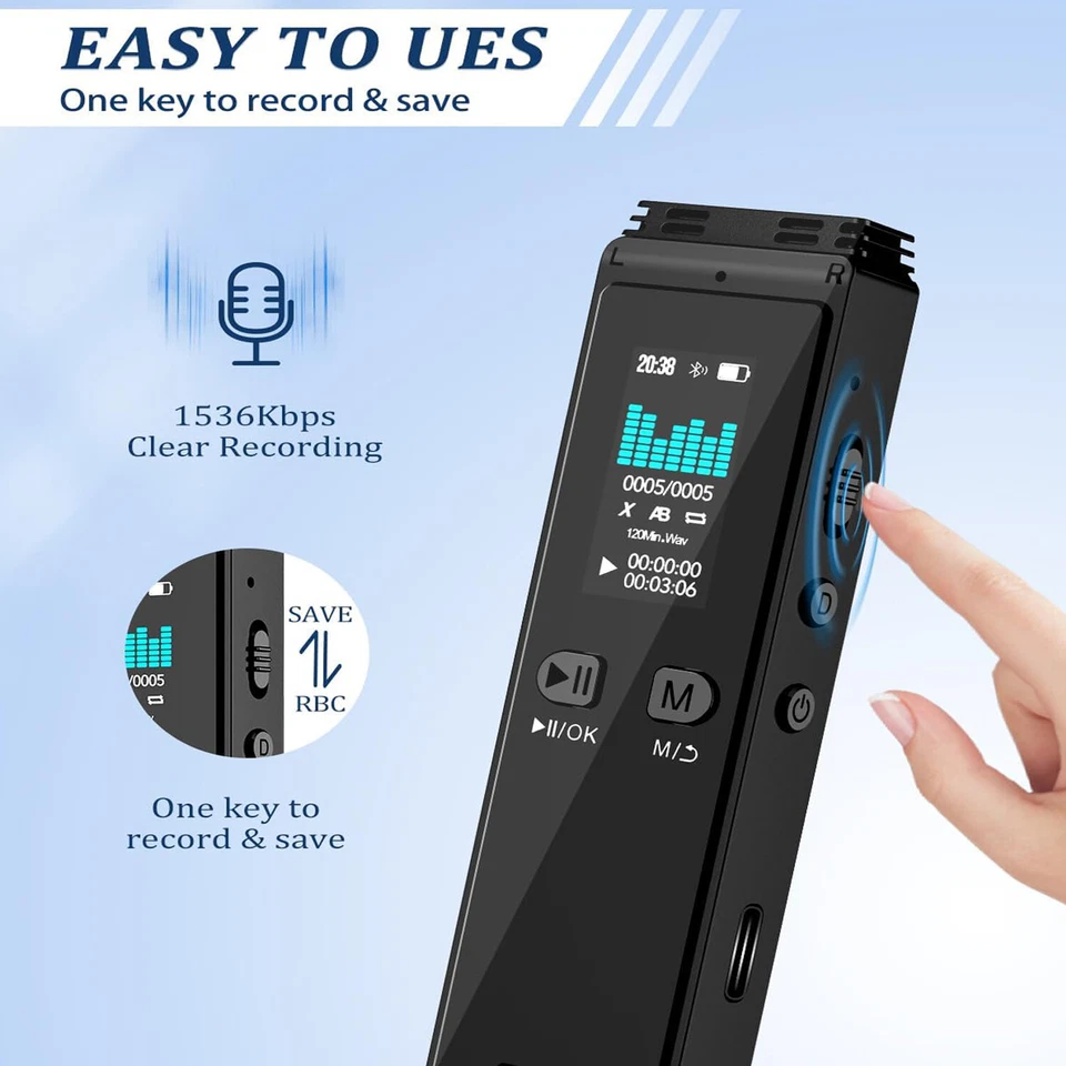 Digital Voice Recorder Bluetooth Voice Activated Recorder for Lectures Meetings - Image 2 of 4