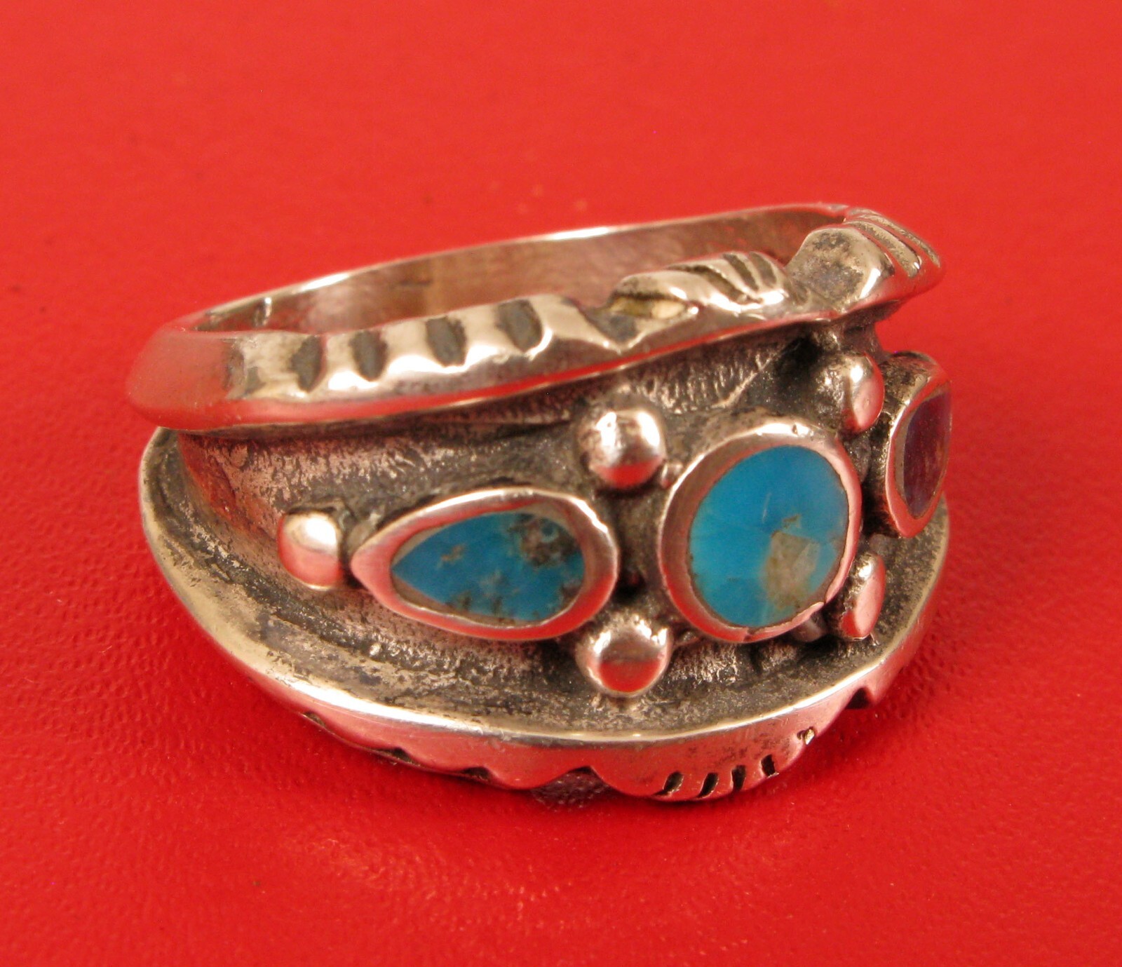 VINTAGE NATIVE AMERICAN SOUTHWEST STERLING SILVER 925 TURQUOISE RING ...