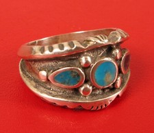 VINTAGE NATIVE AMERICAN SOUTHWEST STERLING SILVER 925 TURQUOISE RING SIZE 8