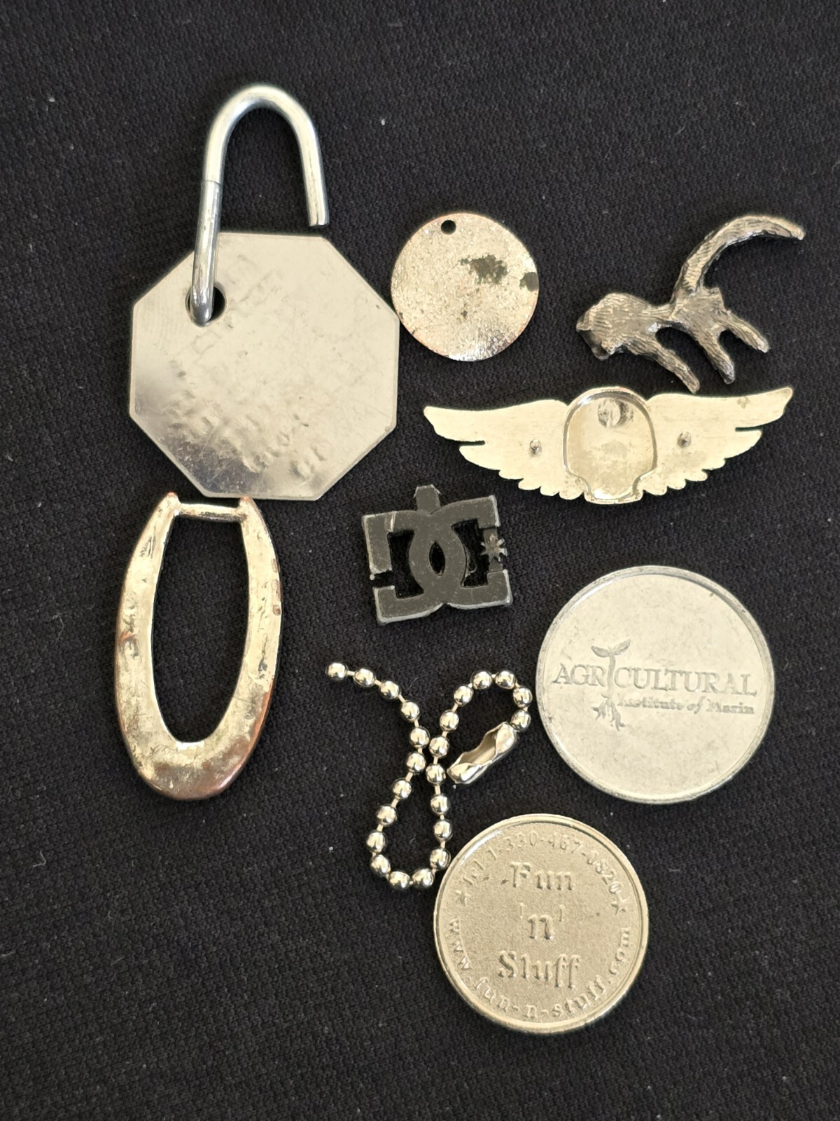 Lot (9) Vintage Coin Token Collectible Charm Tag RABIES CHOPPERS ANTLER