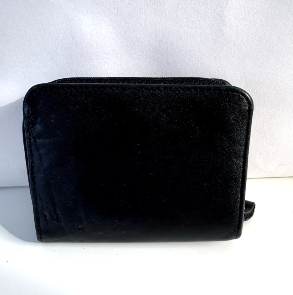 Cartera tarjetero vintage años 80 90 ETIENNE AIGNER cuero cremallera alrededor doble pliegue a presión Foto 3 de 4