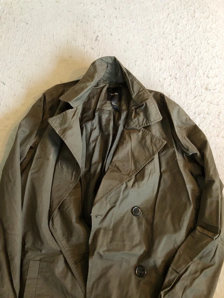 Chaqueta para mujer Forever 21 grande larga verde con botones abrigo guisante Foto 2 de 4