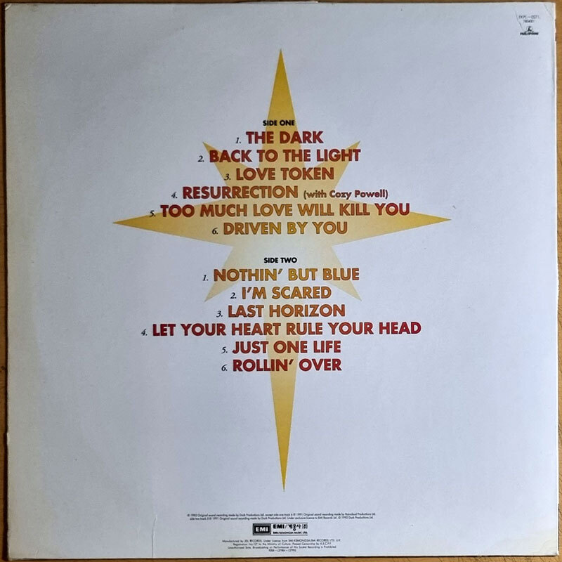 BRIAN MAY - Back to the Light [ 1992 Korea First Vinyl ] Insert No