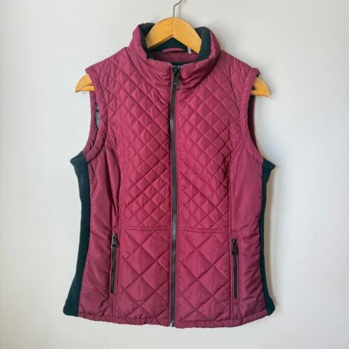 Andrew Marc Women's Quilted Insulated Full Zip Vest Burgundy Black Medium - Picture 2 of 9