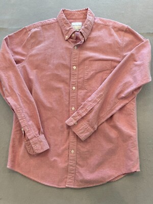 American Eagle Shirt Men's Large Red Cotton Pocket Collared