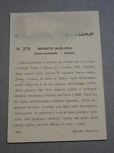 *** FIGUR LAVAZZA 1950 CHAMPIONS DELLO SPORT (FUSSBALL) *** MILLIOLI (INTER) !!! - Bild 2 von 2