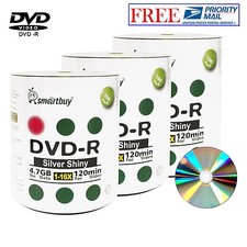 300 Pack Smartbuy DVD-R 16X 4.7GB Shiny Silver Blank Music Video Recordable Disc