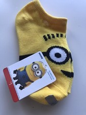 Despicable Me Minions Kids Socks Sz 5.5-6.5 Yellow Socks