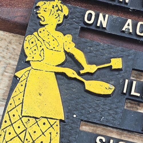 VTG Humorous Funny Metal Iron Trivets Wall Hang Wife Husband Cats MCM Decor Lot - Picture 3 of 9