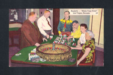 LAS VEGAS NEVADA Vintage Roulette Linen Postcard Game Table Gambling Posted 1950