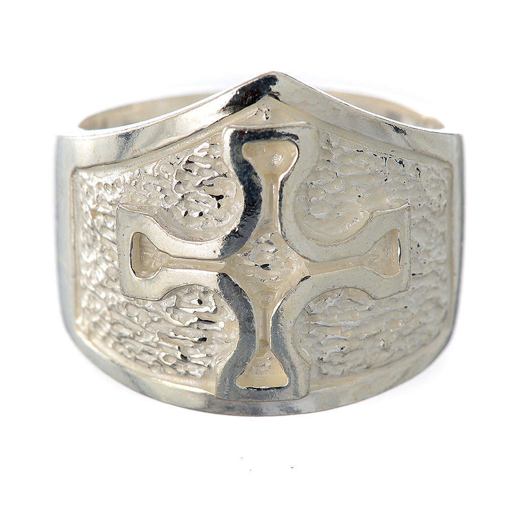 Bishop's ring in 925 silver with silver cross UK