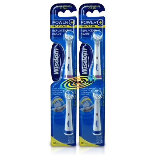 2x Wisdom Power Plus Electric Toothbrush Replacement Heads