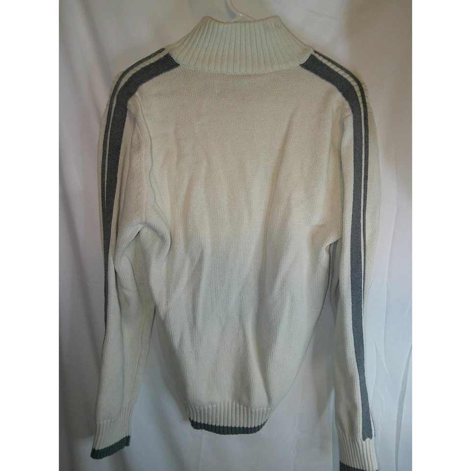 American Rag Half Zip Sweater Mock Neck Ribbed Knit Pullover Gray Trim L - Image 2 of 3