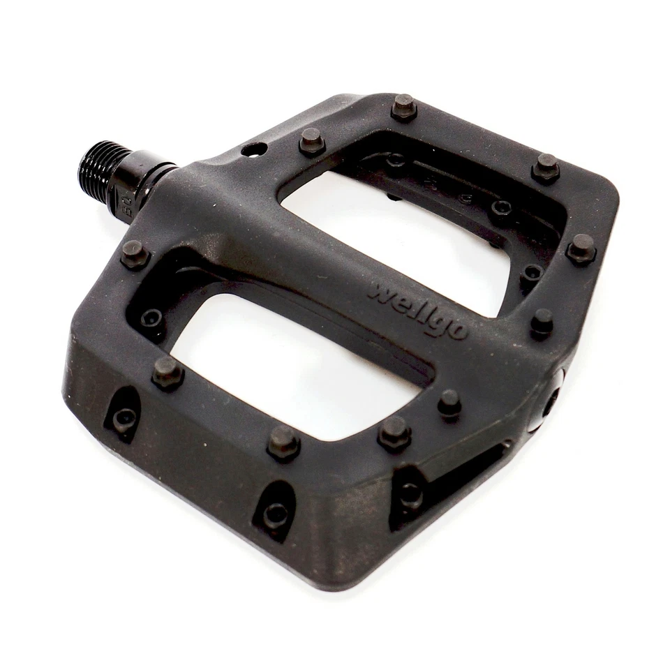 Pedales de bicicleta de plataforma plana compuestos de nailon Wellgo MTB BMX 16 pines sellados 9/16" Foto 3 de 4