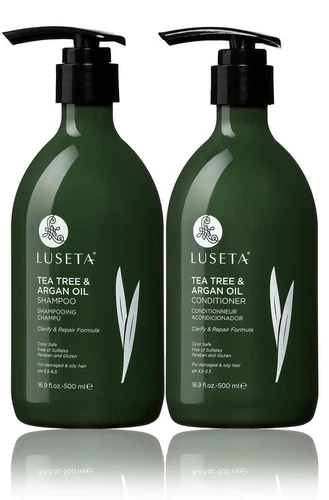 LUSETA TEA TREE & ARGAN OIL SHAMPOO AND CONDITIONER FOR OILY HAIR FLAKY SCALP