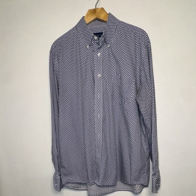 Charleston Threads Men's Blue/White Geometric Cotton Long Sleeve Button-Down XL