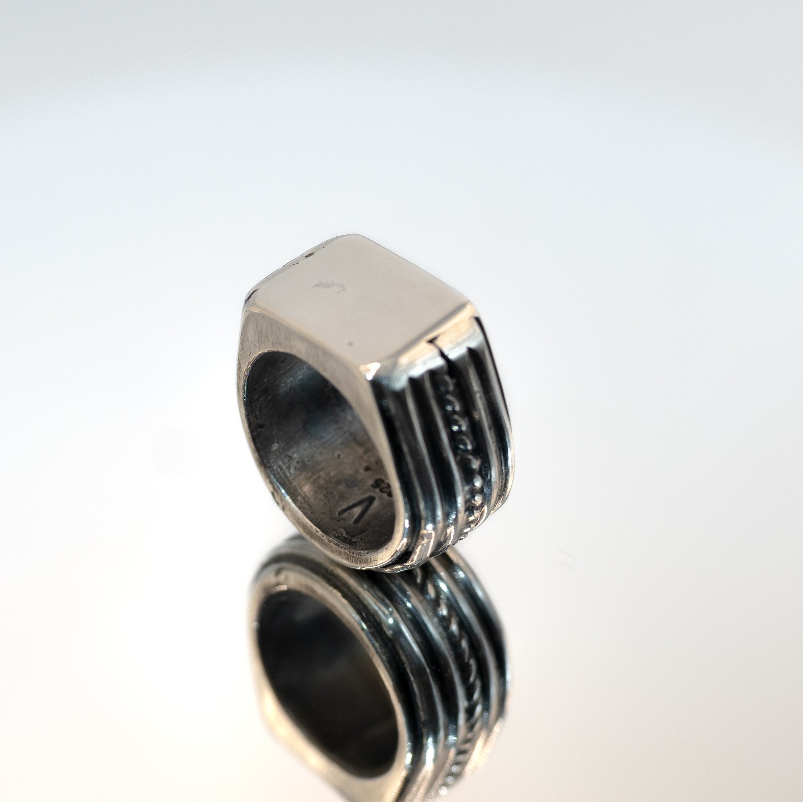 Silver Signet Statement Ring Ingot Ring Size 6.25… - image 8