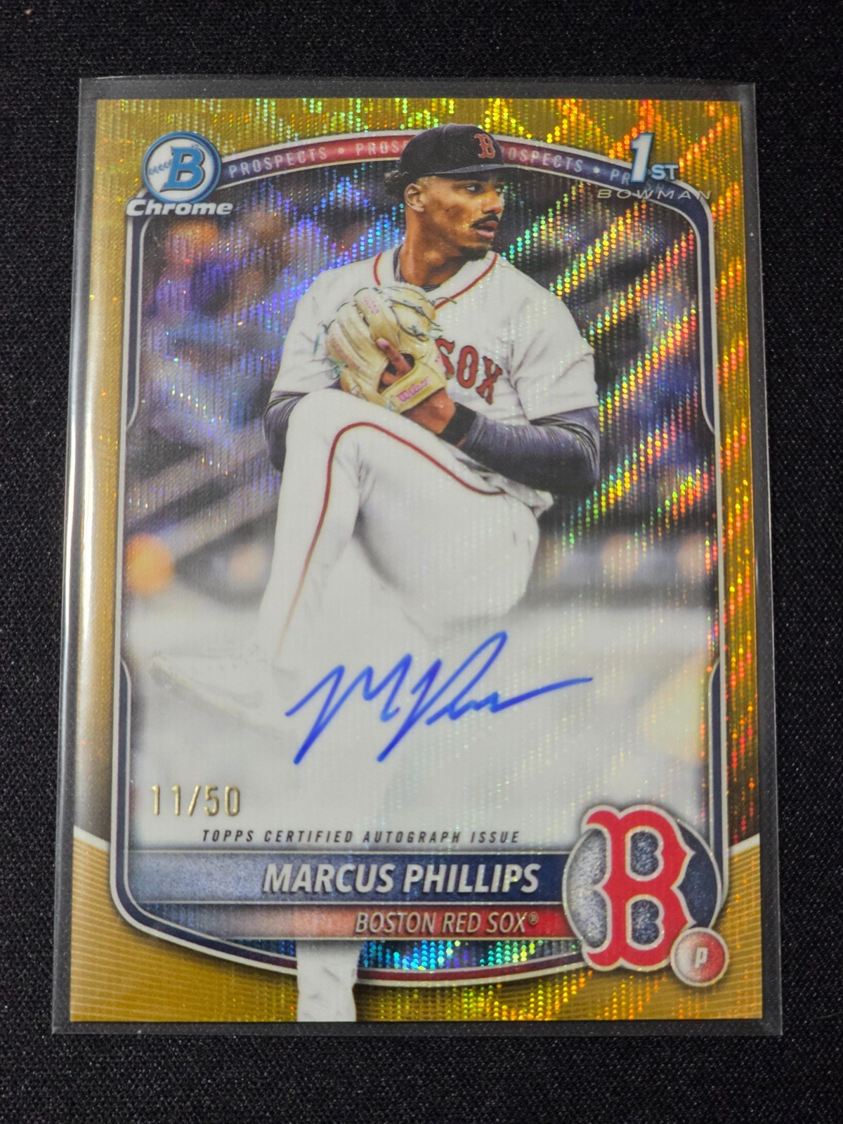 Marcus Phillips 2025 Bowman Draft Chrome 1st Gold Wave Refractor Auto /50