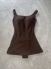 VTG 60 s Rose Marie Reid One Piece Swimsuit Swim Dress Brown Structured Cups 8 M