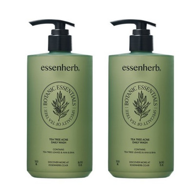 Essenherb Tea Tree Acne Body Wash 16.9oz 2pcs Herbal Scent Daily Cleansing Gel