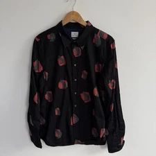 PS Paul Smith Shirt Mens Large Black Fox Print Long Sleeve Tailored