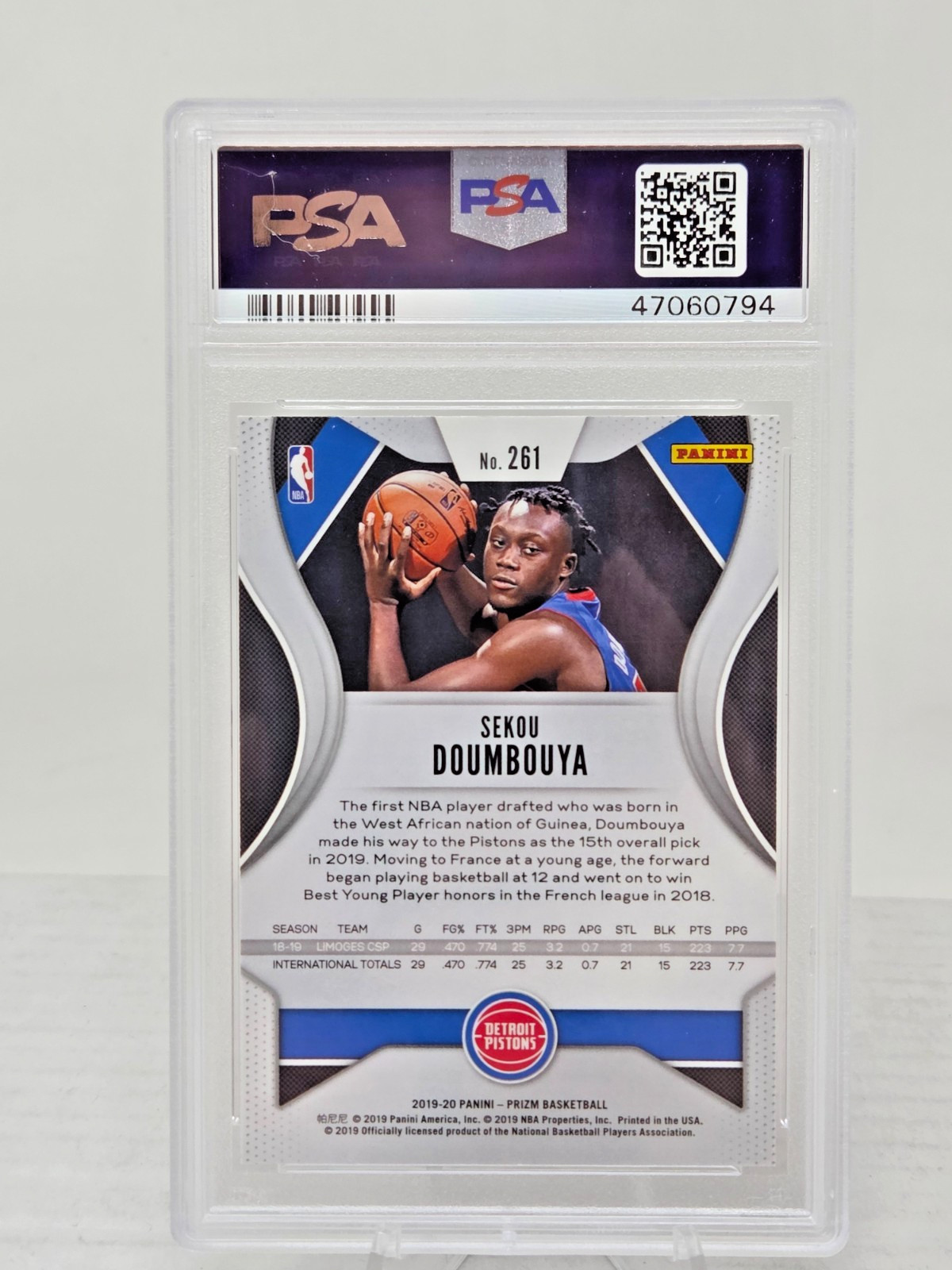 2019 Panini Prizm SEKOU DOUMBOUYA RC Rookie Basketball Card PSA 10 GEM MINT view 2
