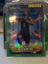 2024-25 Topps Chrome Tyrese Haliburton Indiana Pacers Green Refractor #100