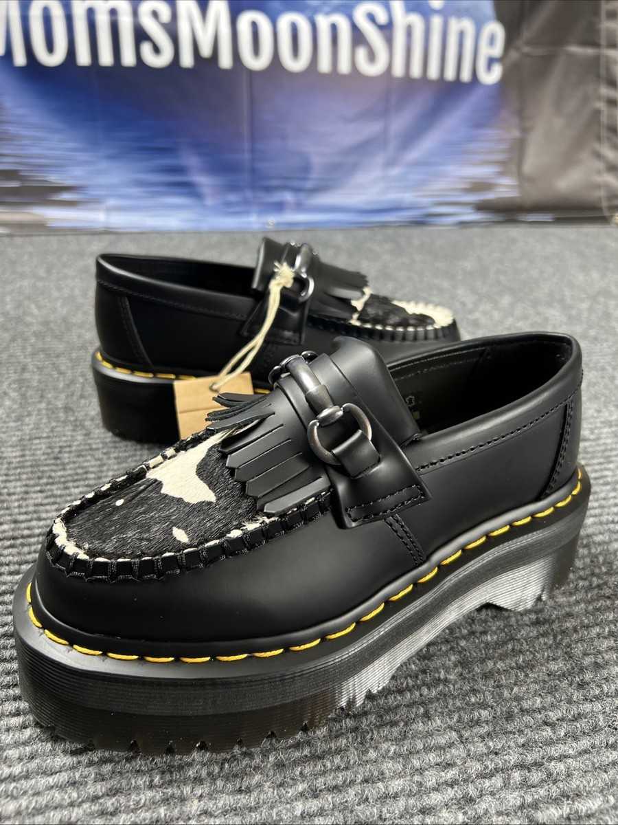 DR. MARTENS ADRIAN SNAFFLE HAIR-ON COW PRINT KILTIE PLATFORM