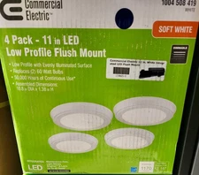Commercial Electric 11" White Integrated LED Flush Mount - Pack of 4