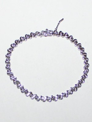 Signiertes DBI .925 Sterlingsilber S-Glieder Tennis Armband 7,25'' Brillant klar CZ