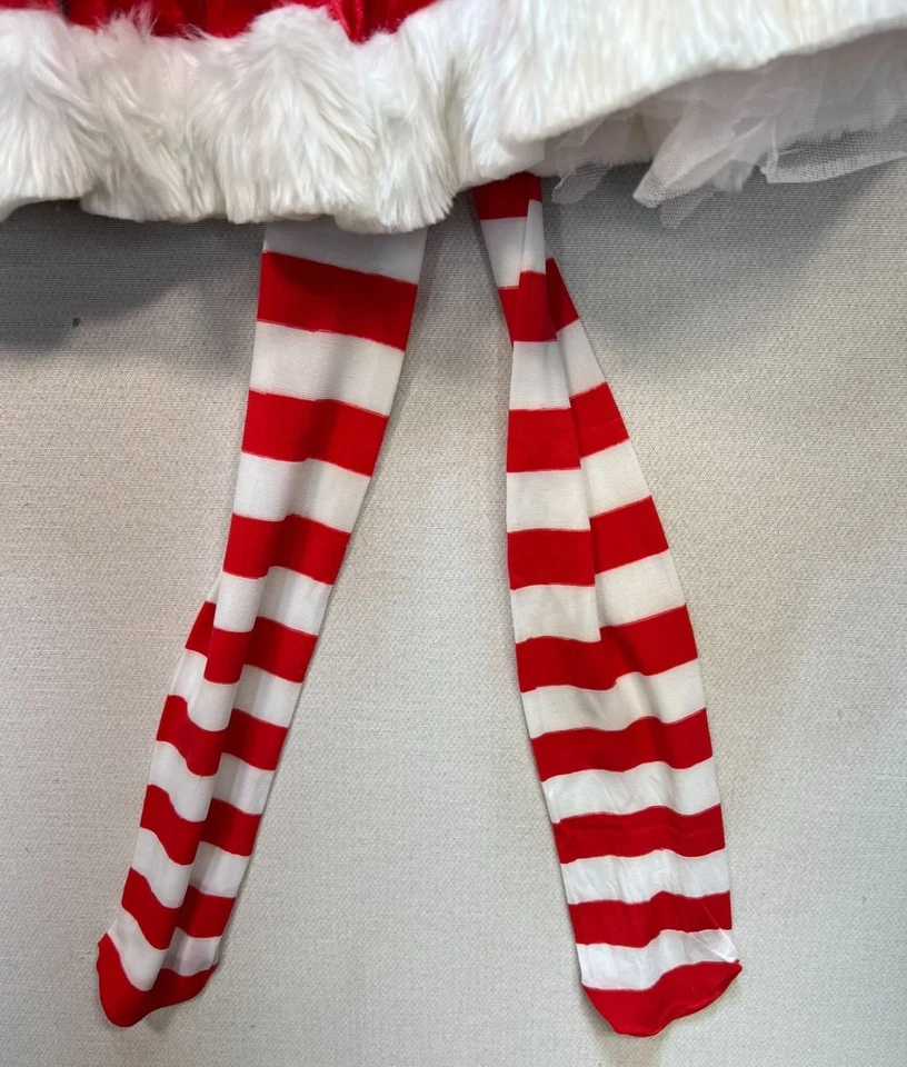 Christmas Holiday Womens Mrs. Claus Costume Set L Red Dress Faux Fur Seasonal - Image 4 of 4