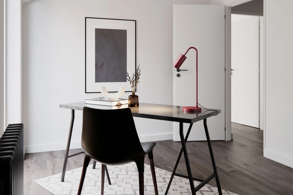 Schreibtischlampe Metall GU10 51 cm hoch Dunkelrot Retro Tisch Leuchte Leselampe - Bild 4 von 4