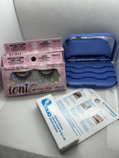 Lashes Kit Ioni 3D Faux Mink Lashes 2 Pairs DUO Adhesive Lash Case with mirror