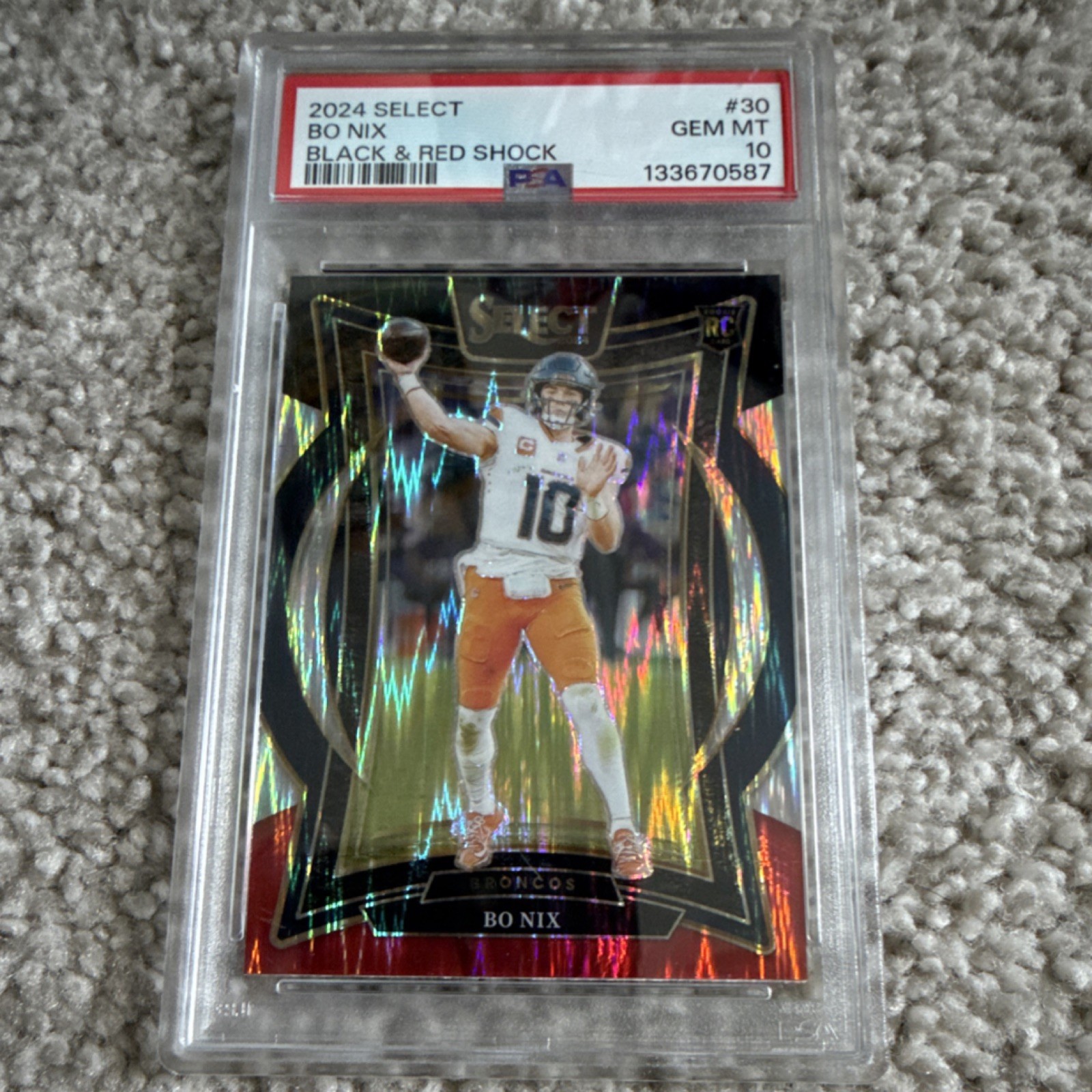 Bo Nix Panini Select #30 Black & Red Shock