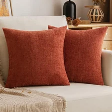  Pack of 2 Soft Fall Chenille Throw Pillow Covers 18x18 Inch Decorative Couch 