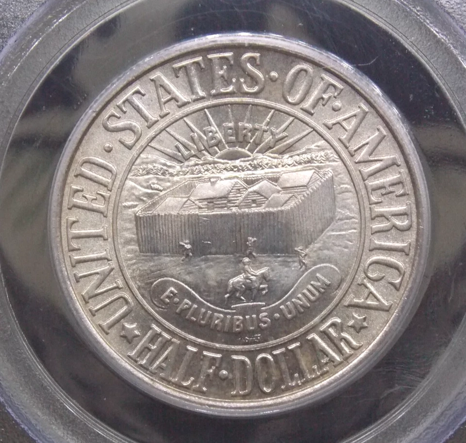 Medio dólar conmemorativo 1936 *YORK* 50c graduación profesional MS67 #627 OGH verde antiguo ECC&C Inc Foto 2 de 4