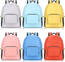 6 Pcs 17 Inch Backpacks in Bulk Foldable Basic Colorful Assorted Colors Lightwei