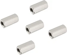5PCS M6 X 1-Pitch 10Mm Length 304 Stainless Steel Metric Hex Coupling Nut