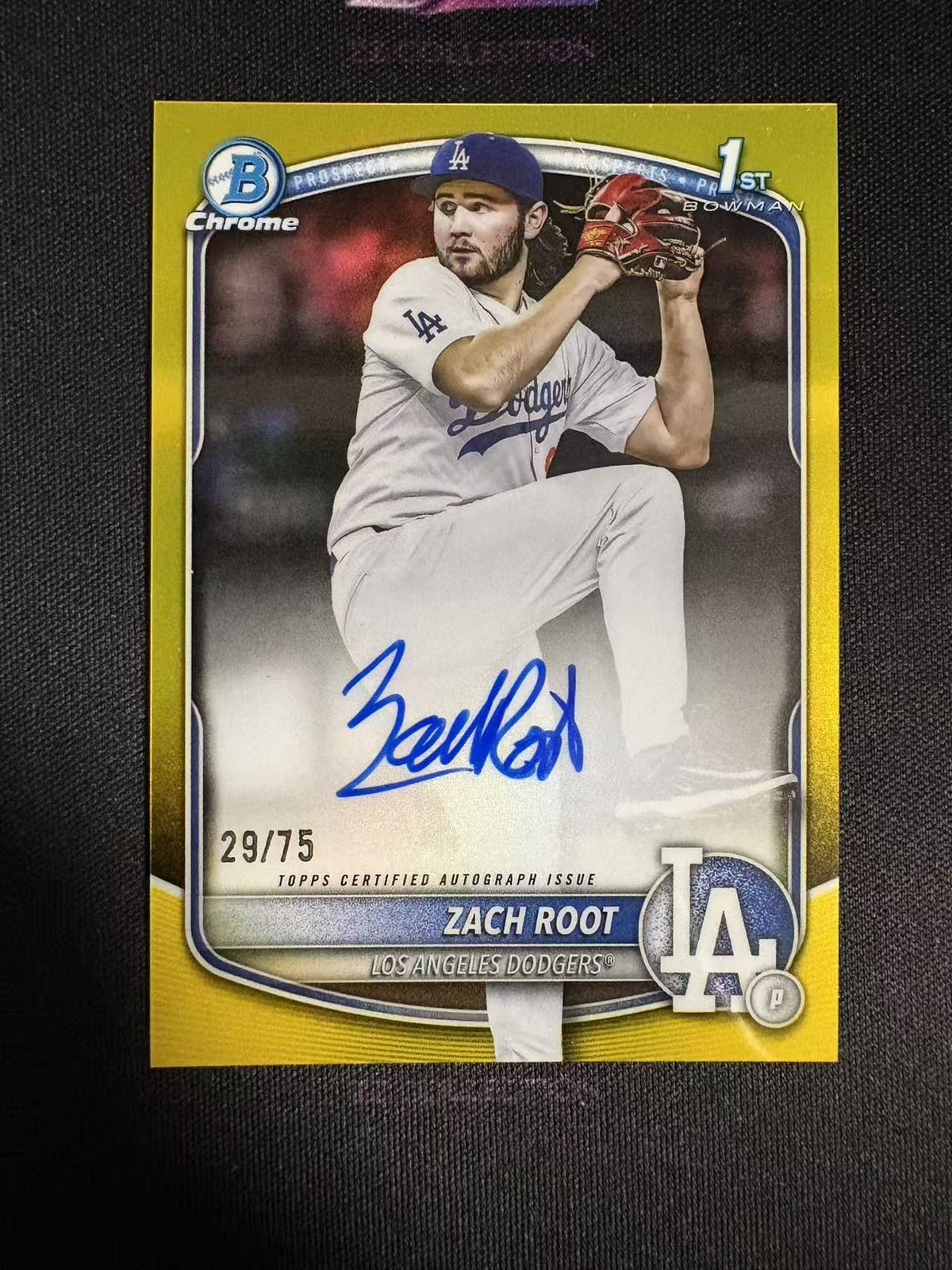 2025 Bowman Draft Zach Root 1st Bowman 29/75 Chrome Prospect Auto Yellow -LYQ