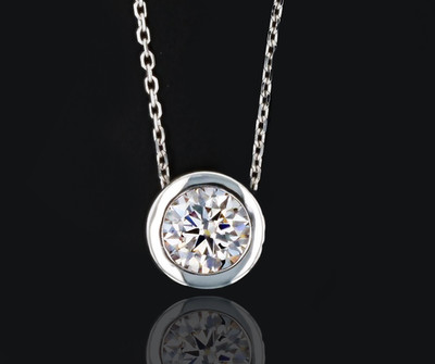 Handgefertigter Moissanit Schieber Anhänger: Sterlingsilber Rhodium Halskette