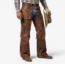 Western Cowboy Chap Horse Riding Chap, Handmade Leather Pant, Men Vintage Pant