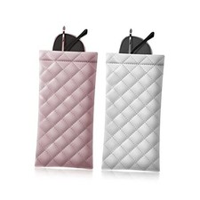 Squeeze Top Sunglass Pouch - Portable Sunglass Organizer Pouch Bags Pink-white
