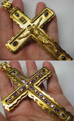 Pectoral Cross double sided for Bishops -  Gold plated over brass - 341